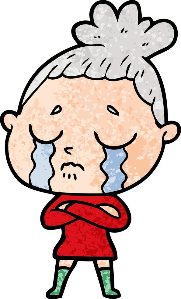 cartoon crying woman vector