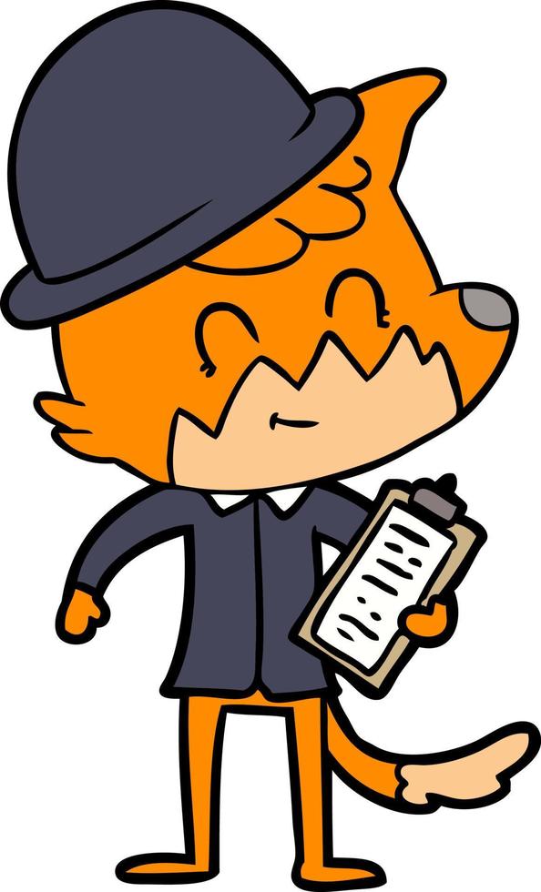 cartoon friendly fox manager vector