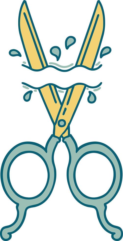 iconic tattoo style image of barber scissors vector