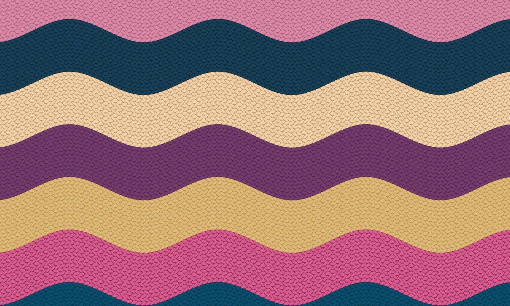 Background of knitted pattern with colored stripes vector