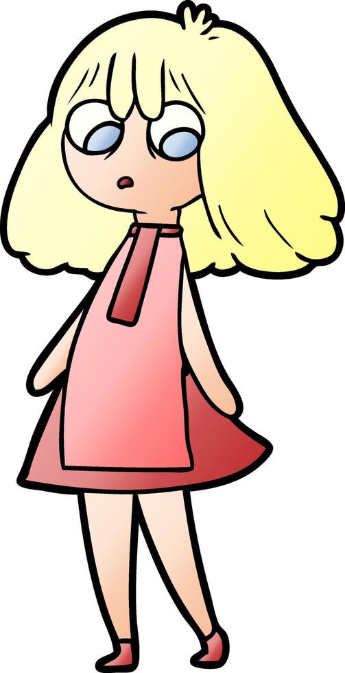 chica de dibujos animados en vestido vector