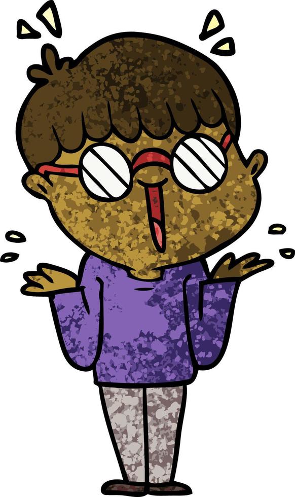 cartoon boy wearing spectacles vector