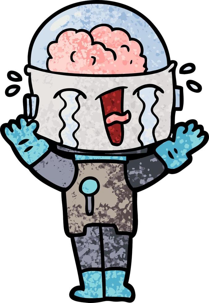 cartoon crying robot vector