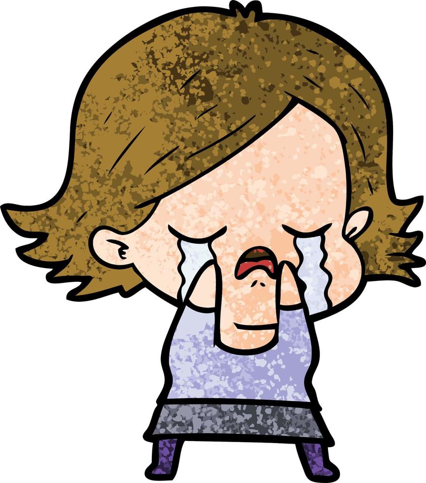 cartoon girl crying vector