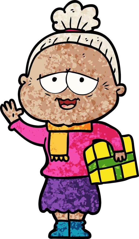 cartoon happy old lady vector