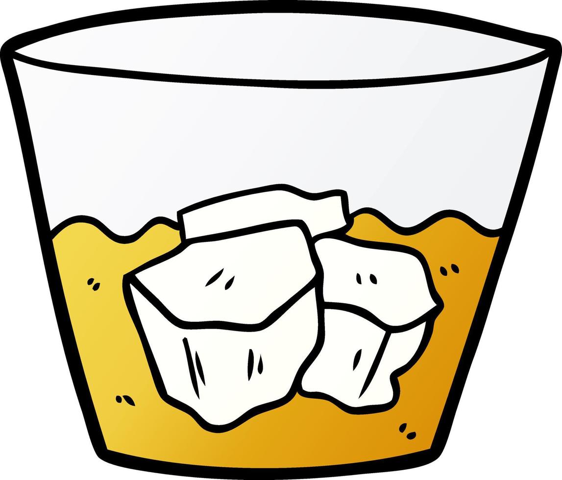 cartoon whisky in glass vector