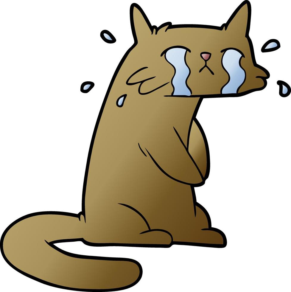 cartoon crying cat vector