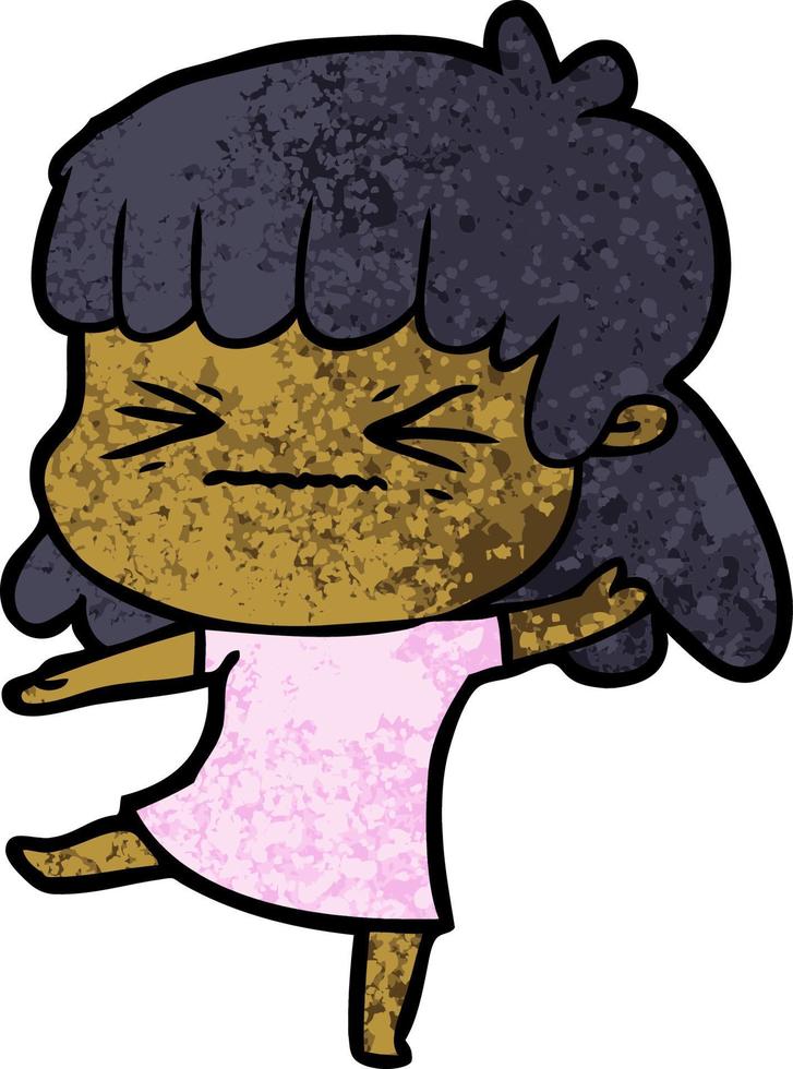 cartoon angry girl vector