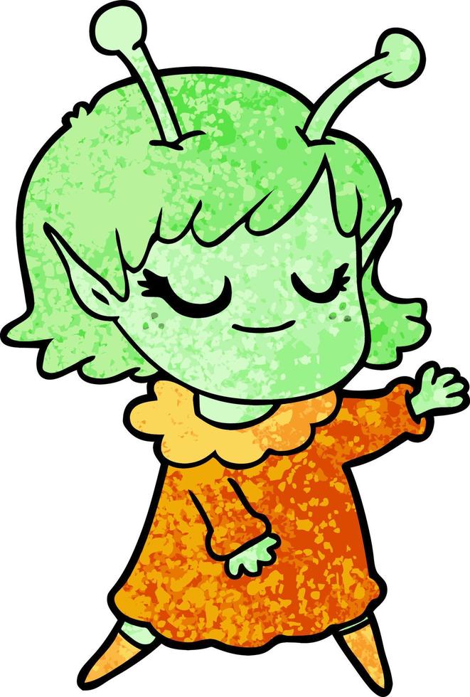 smiling alien girl cartoon vector