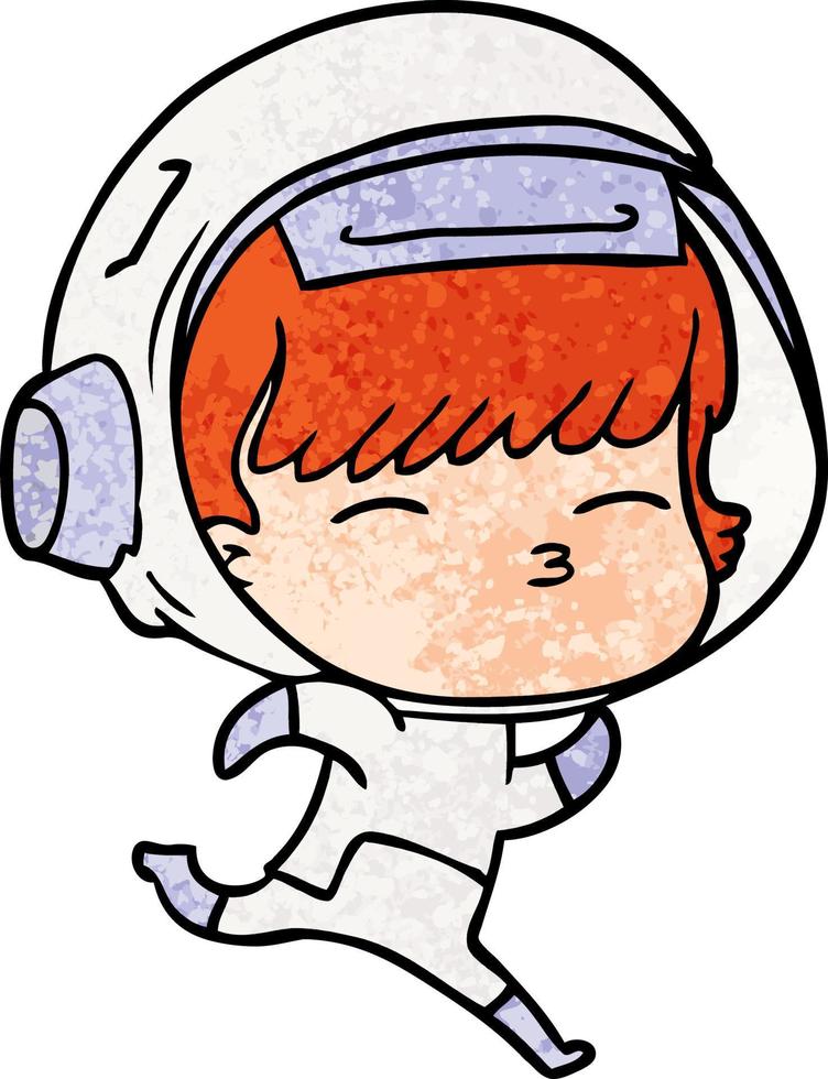 cartoon running astronaut vector