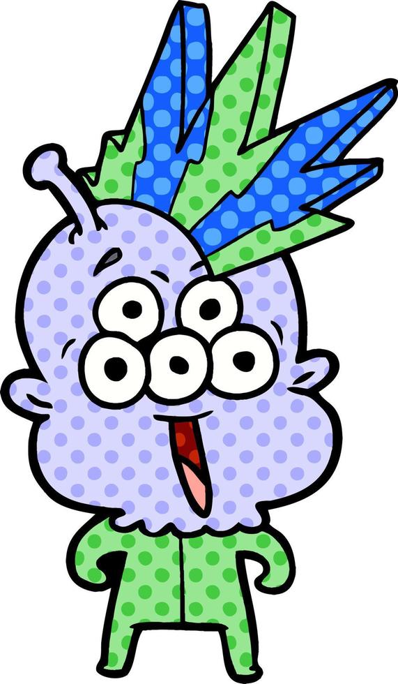 happy cartoon alien vector