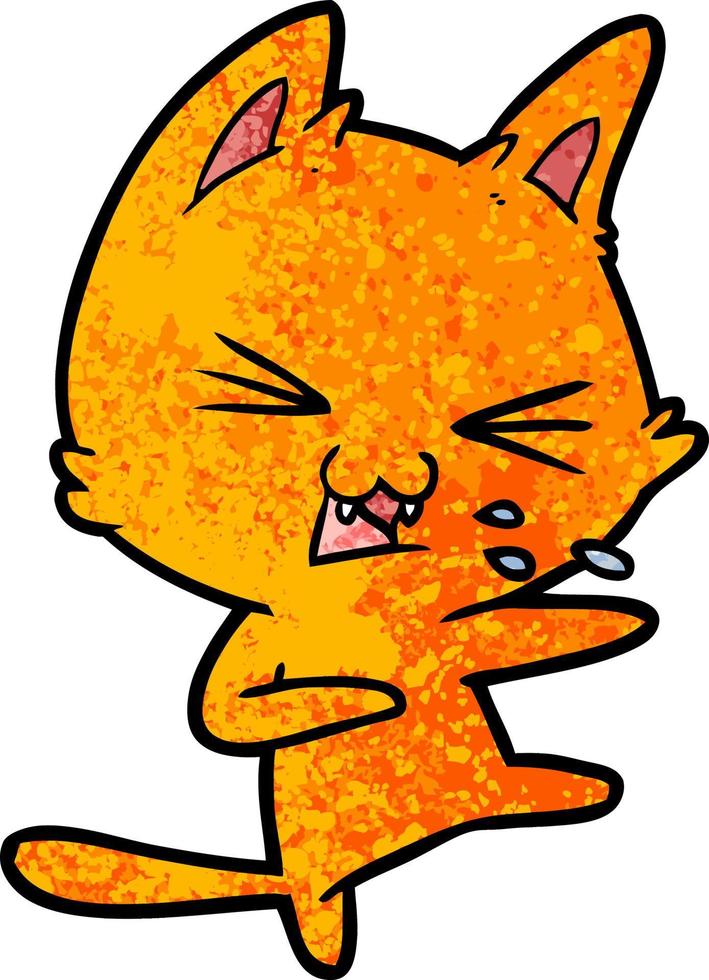 cartoon cat hissing vector