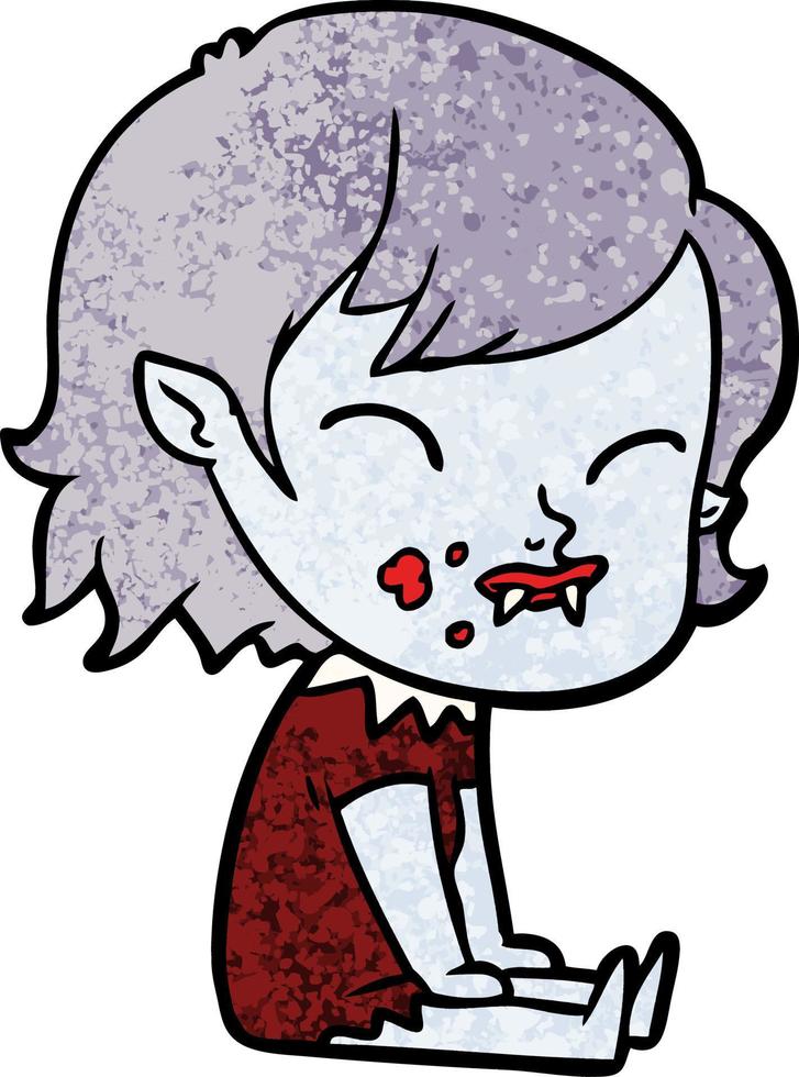 cartoon vampire girl with blood on cheek vector