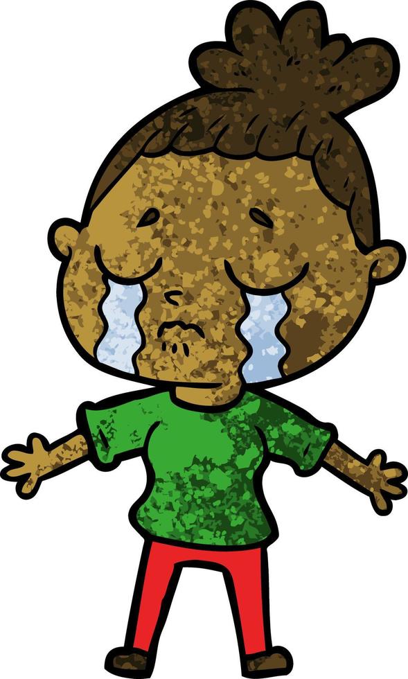 cartoon crying woman vector