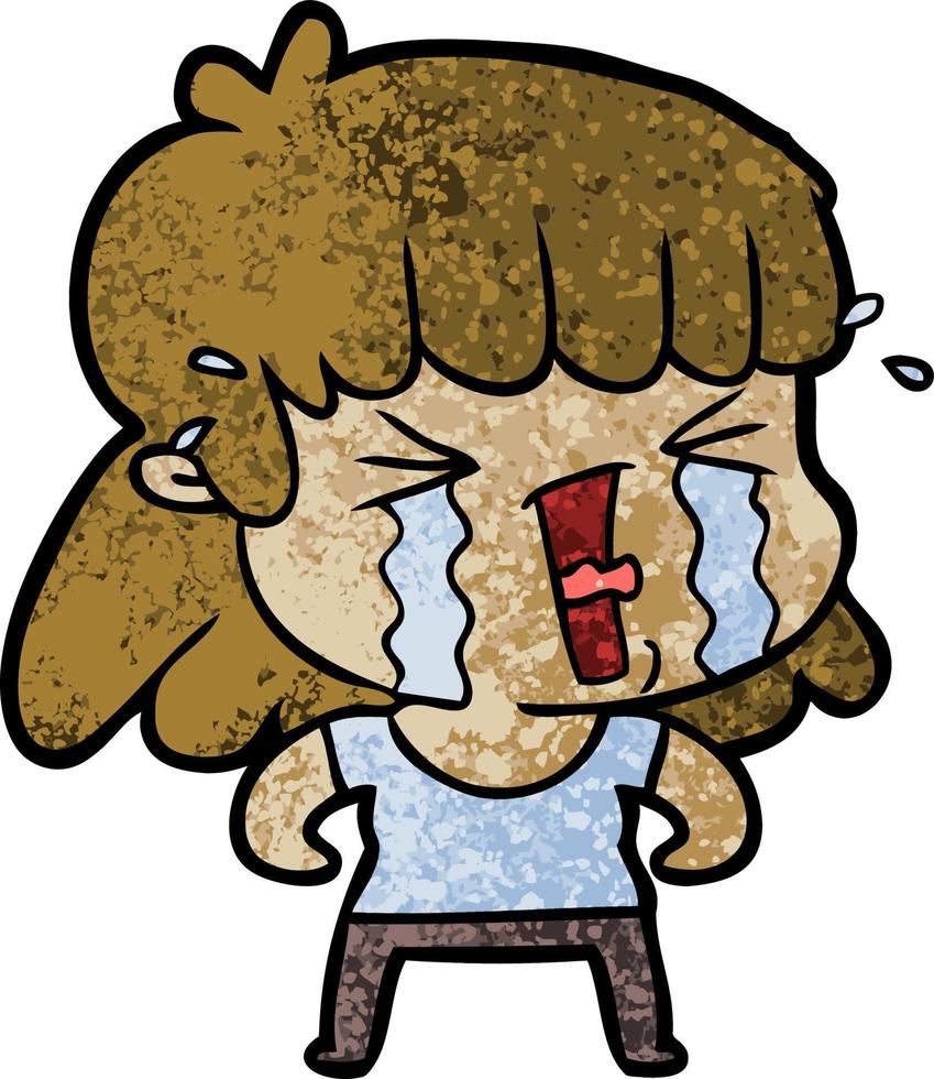 cartoon woman in tears vector