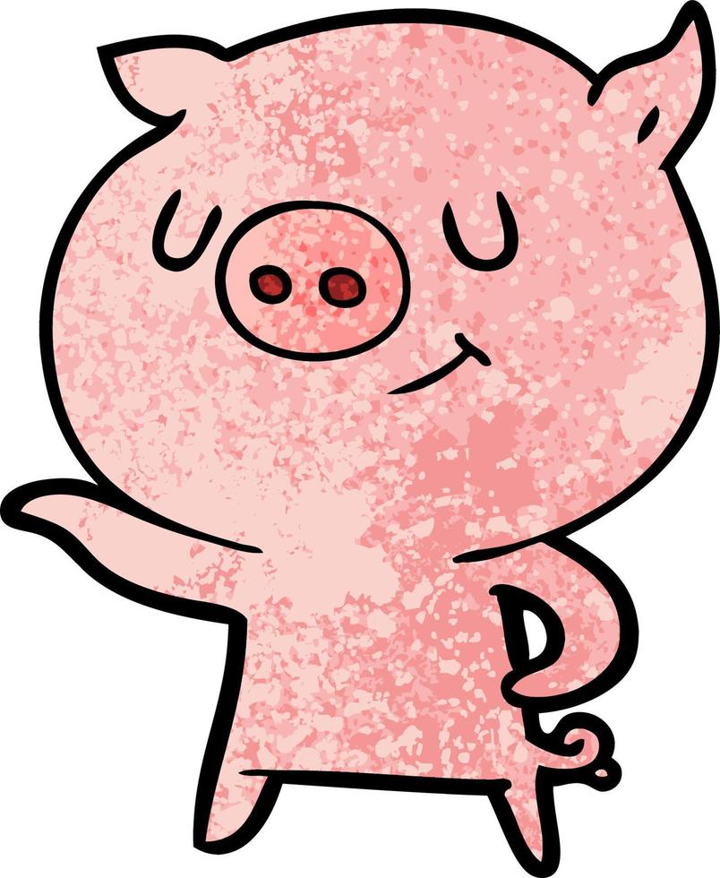 happy cartoon pig vector