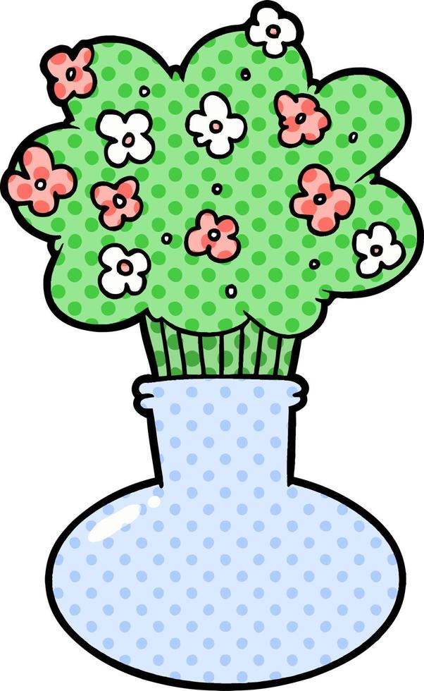 cartoon flowers in vase vector