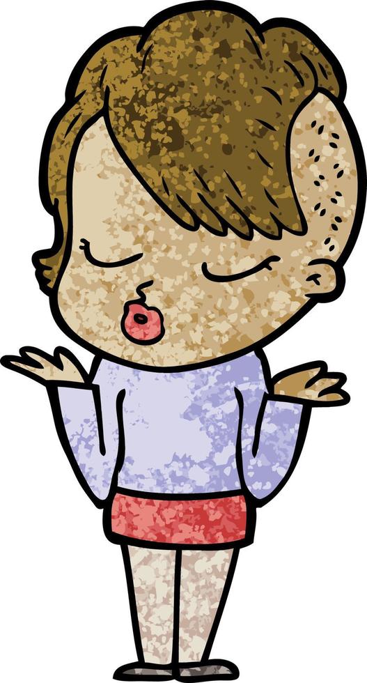 cartoon pretty hipster girl vector