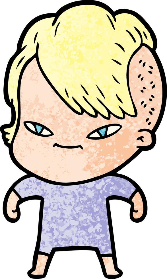 cute cartoon girl with hipster haircut vector