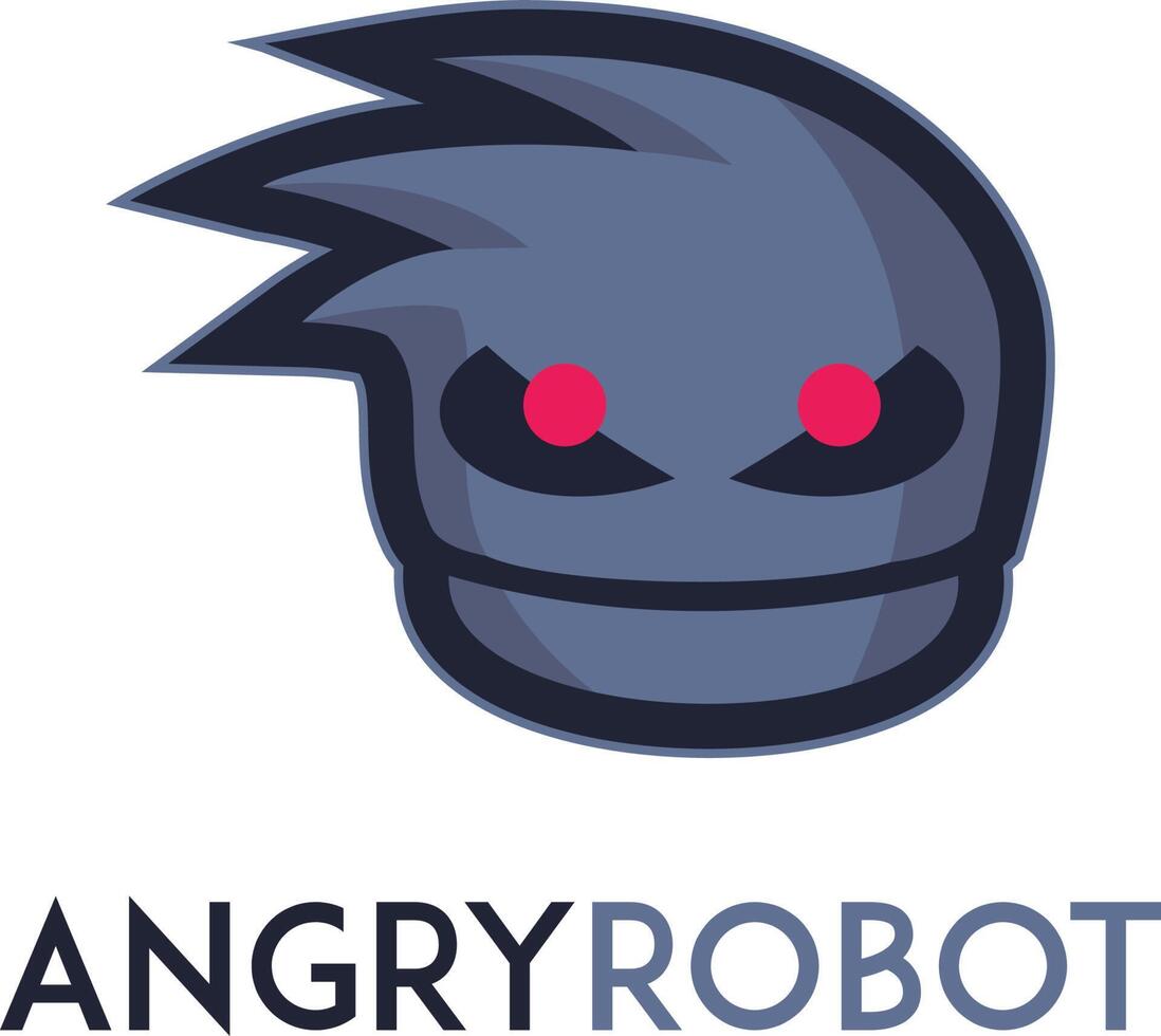 Angry robot vector logo design. Robot machine logo design.