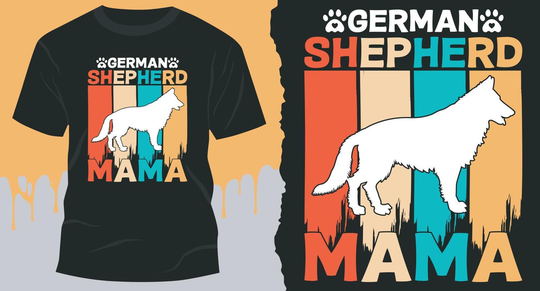 diseño de camisetas de mamá pastora alemana. diseño de camiseta con cita del día de la madre vector