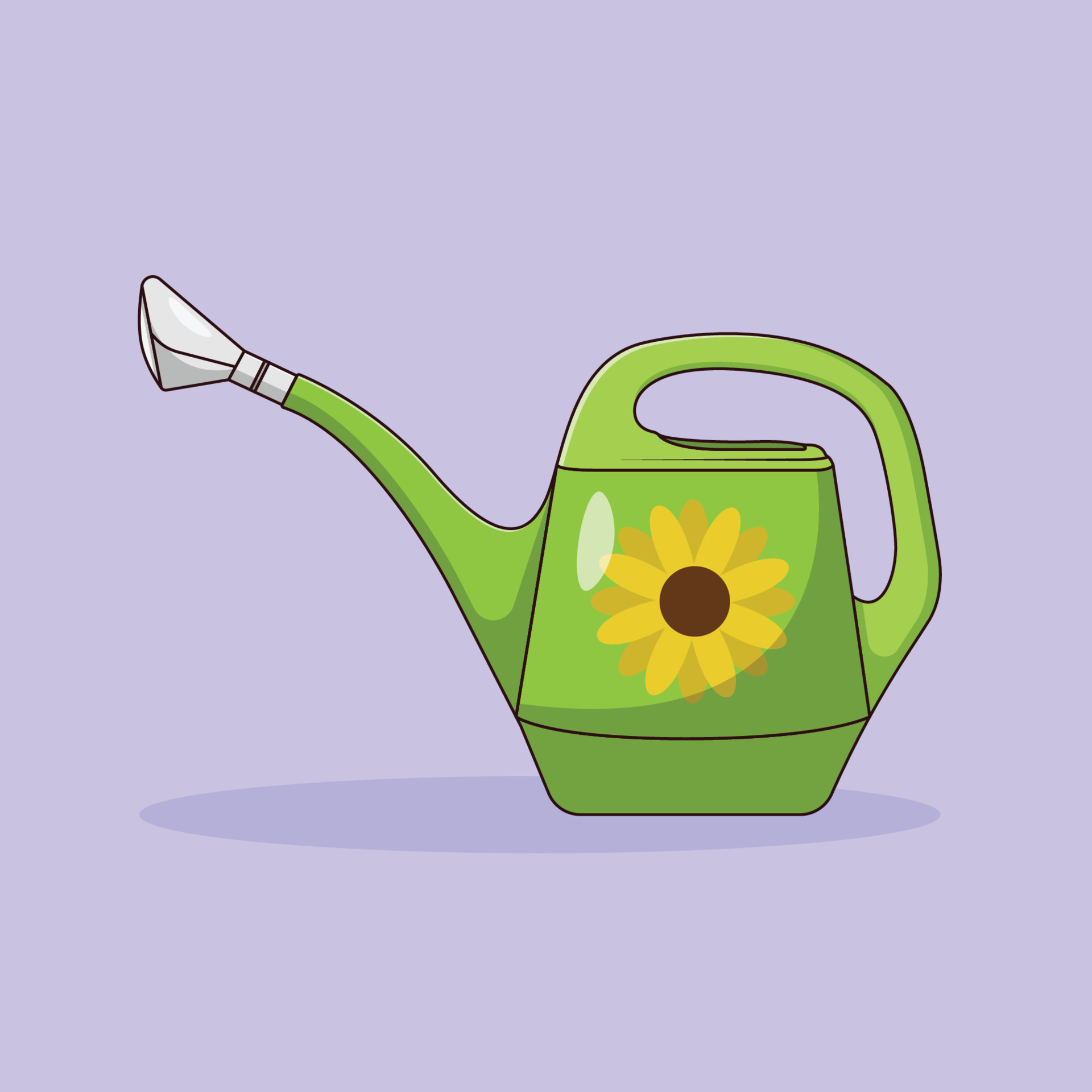 Watering Can Vector Icon Illustration with Outline for Design Element