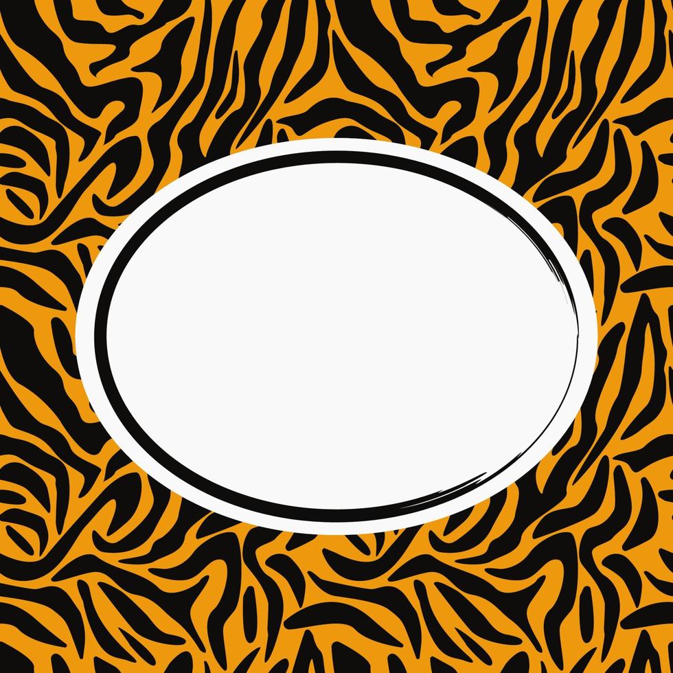 Tiger print frame. Abstract tiger print. 2022. Banner or card with frame. vector