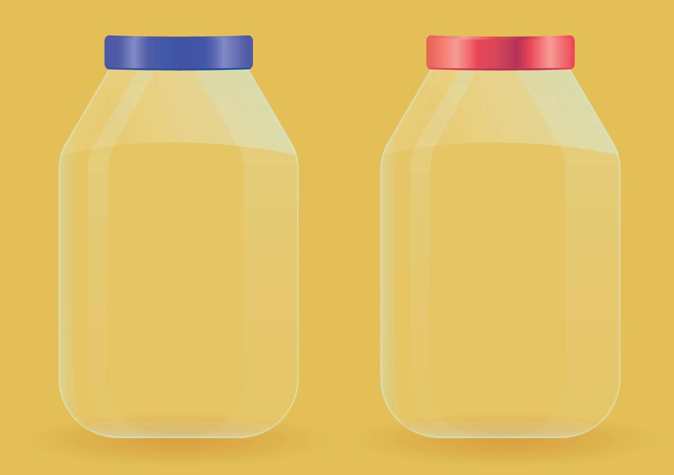 Glass Jars for canning and preserving or money. With cover lid on yellow background vector