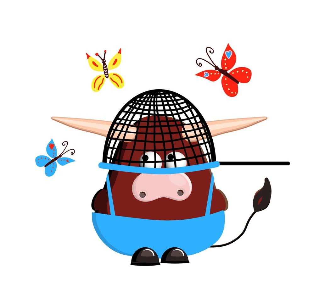 Year of the calf. ox character is cute. isolated on a white background vector