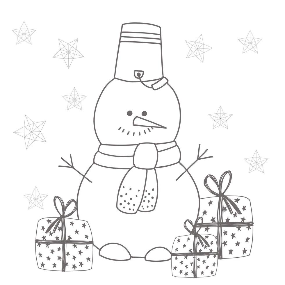 snowman. Coloring SCULPTURE FROM SNOW. Children's illustration a snowman. Christmas and New Year. symbol of the year 2021 vector