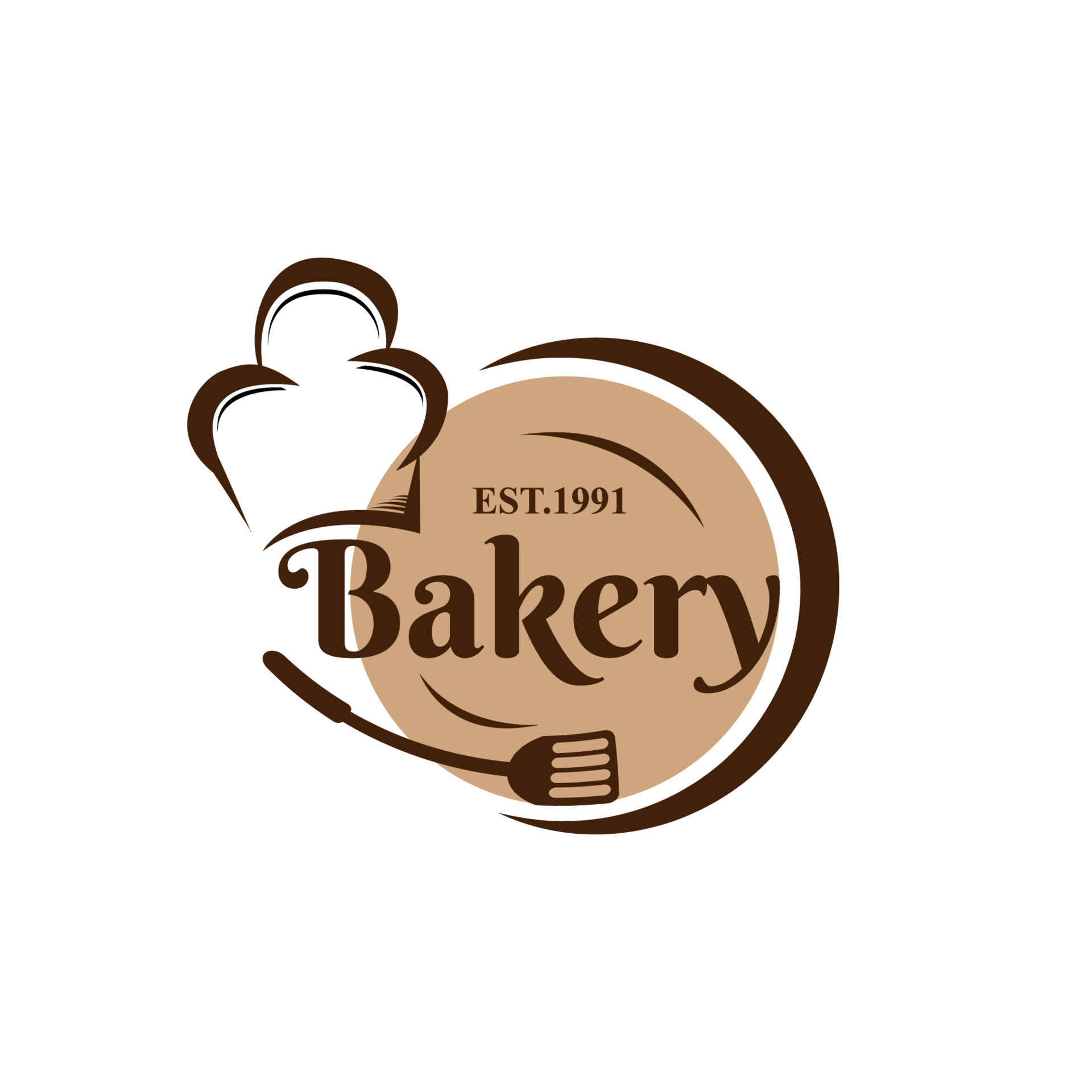 Bakery logo design with flat style of bakery chef hat and spoon ...