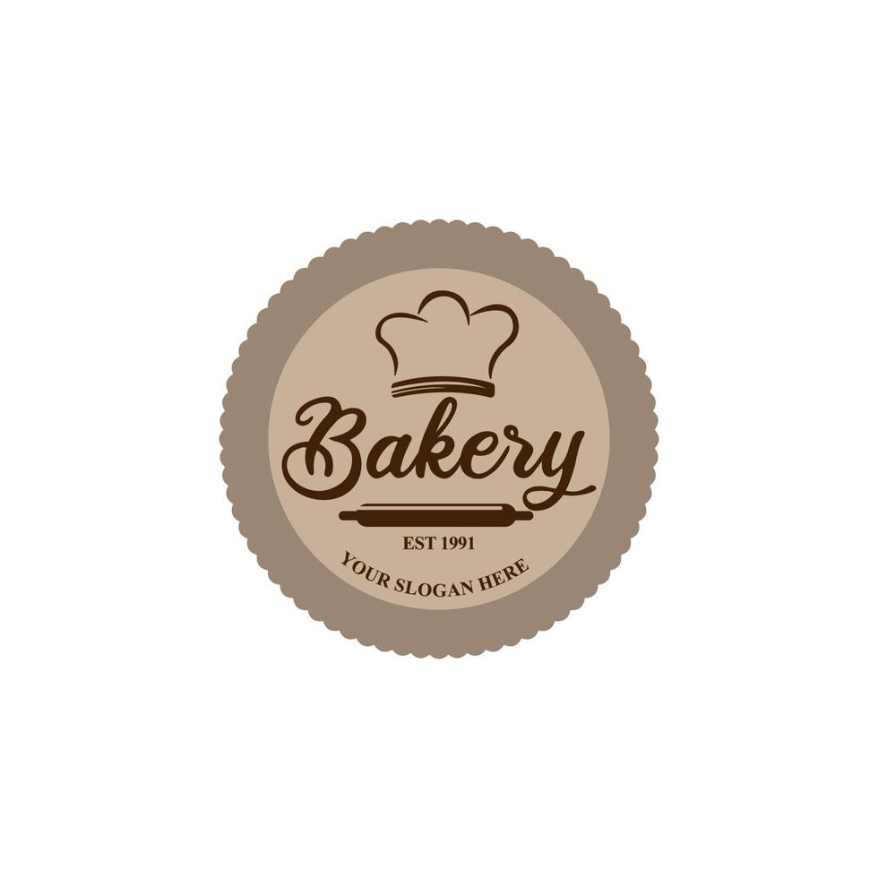 Bakery logo design with flat style of bakery chef hat color vector illustration