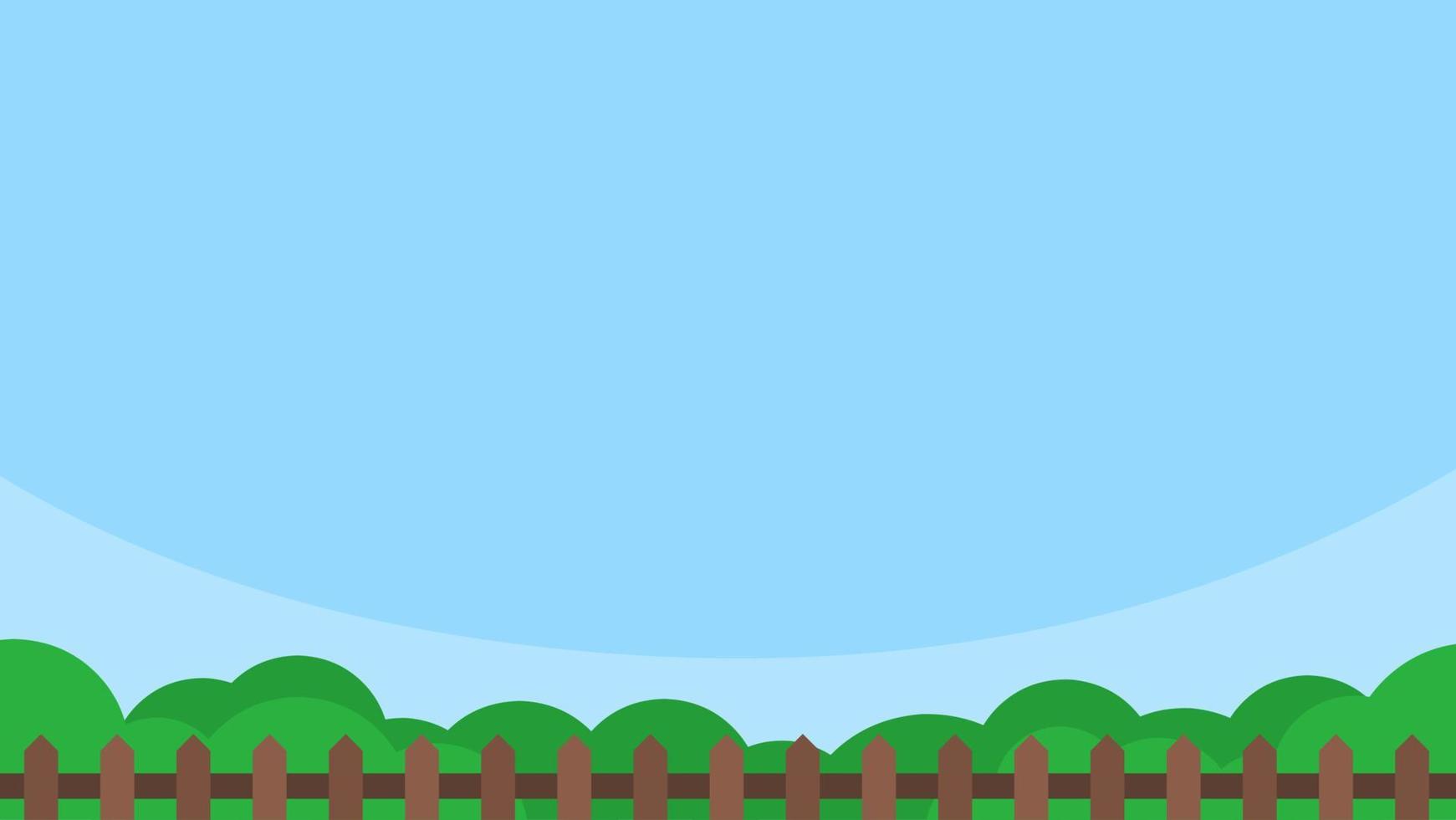 simple ilustración plana de parque con cielo azul y arbusto vector