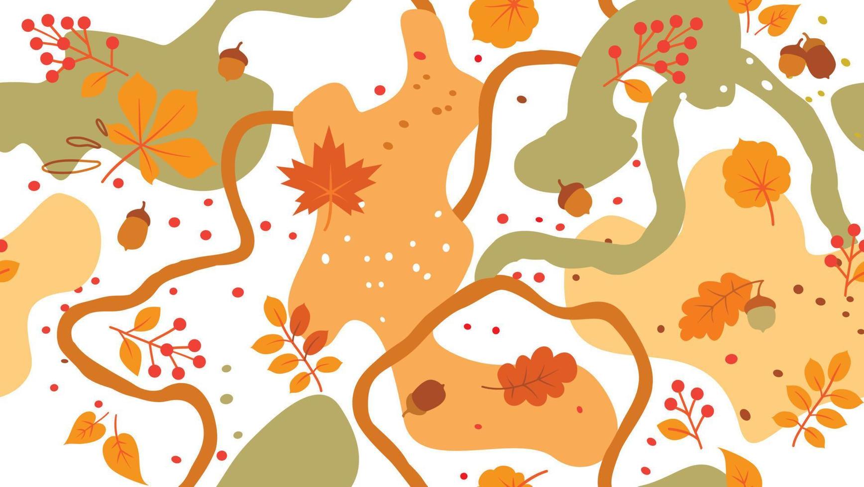 Autumn leaves seamless pattern. Season floral horizontal wallpaper. Fall leaf nature background. vector
