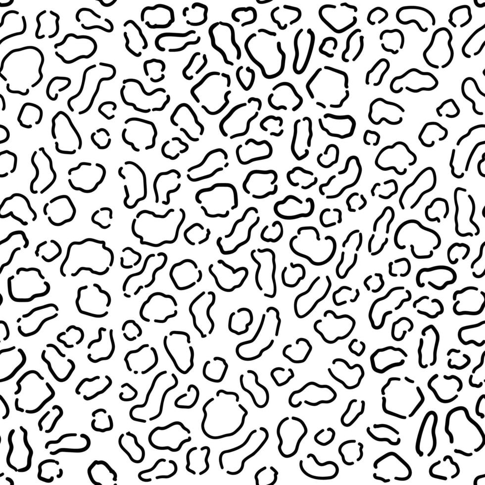 Vector seamless pattern with leopard skin. Black and white leopard spots.