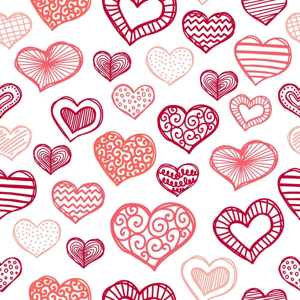 patrón sin costuras con corazones de San Valentín, dibujo de croquis para su diseño vector