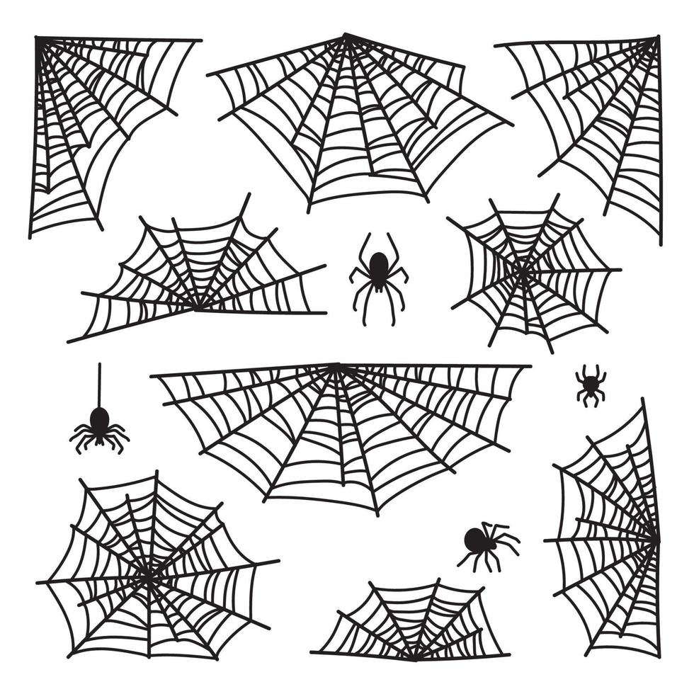 Set of spider web and halloween cobweb decoration for spiderweb scary design vector