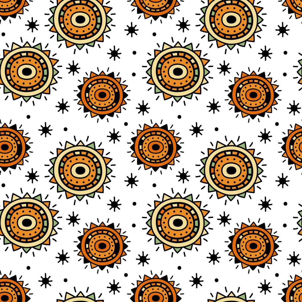 Mandala abstract vector ethnic art. Decorative ornamental seamless pattern