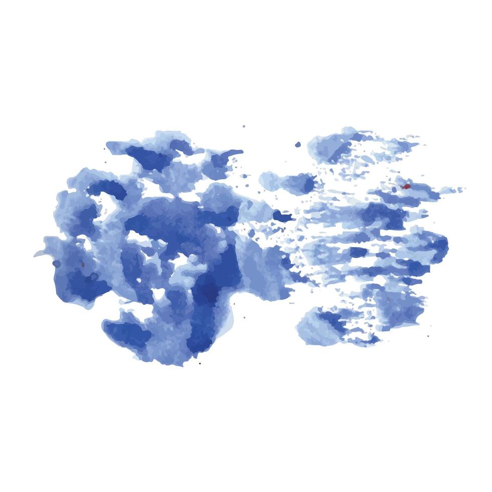 nubes de acuarela azul sobre fondo blanco. textura de salpicadura de pincel de agua de acuarela cian. conjunto de manchas de pintura de color pastel vectorial. fondo azul acuarela vector