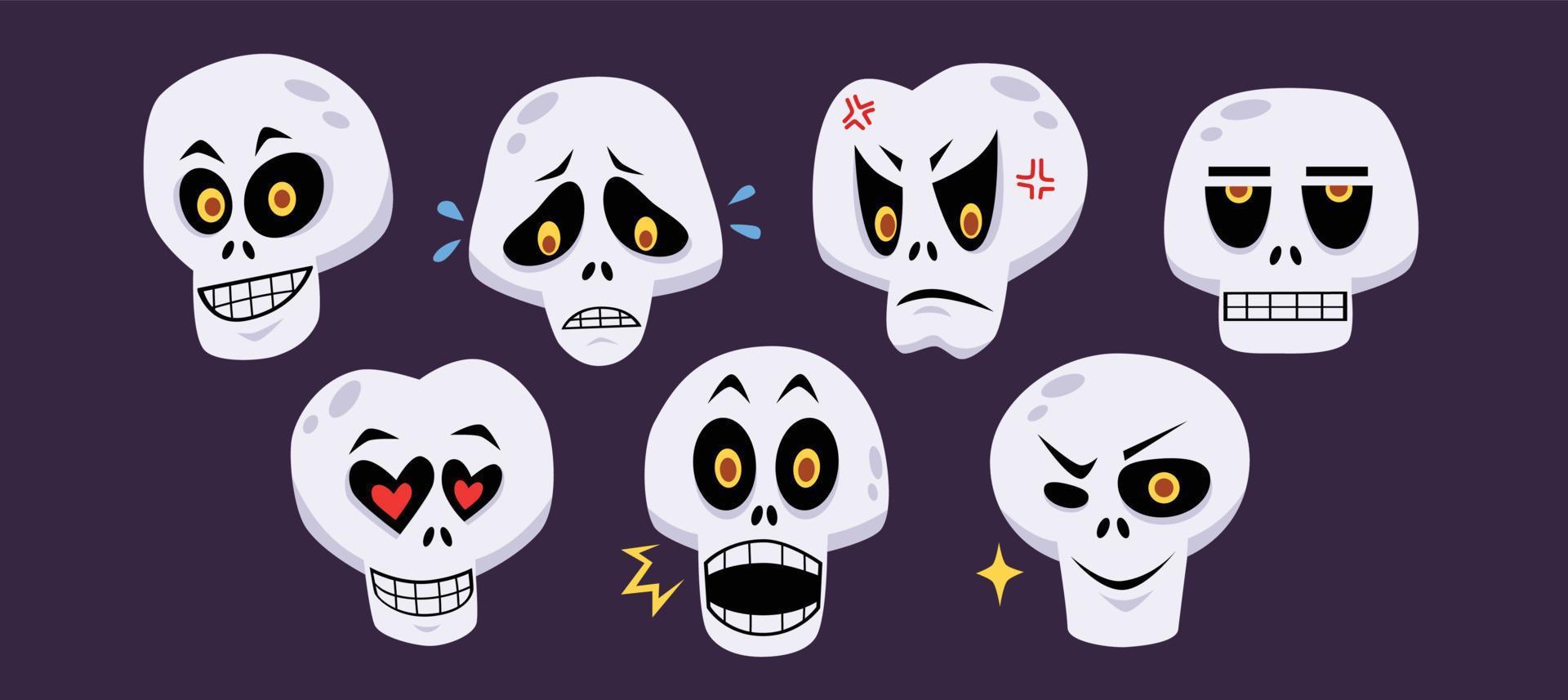 Skeleton head scary emoticons vector