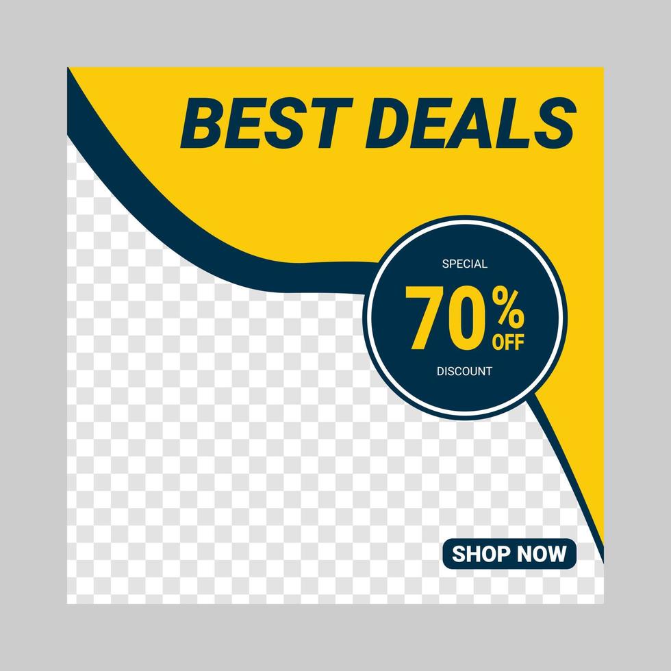 Wave Design Social Media Banner Template for Promos and Discounts, Abstract Background Vector Design With Unique Yellow Color