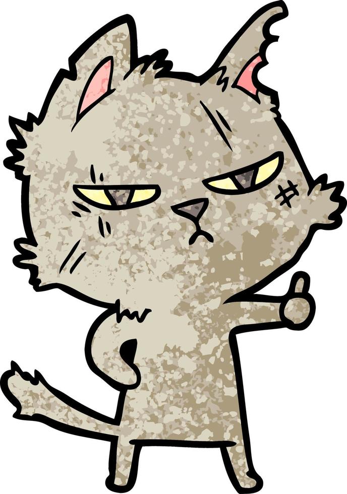 gato de dibujos animados duro dando pulgares arriba símbolo vector