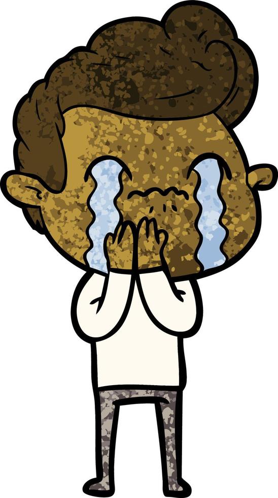 cartoon man crying vector