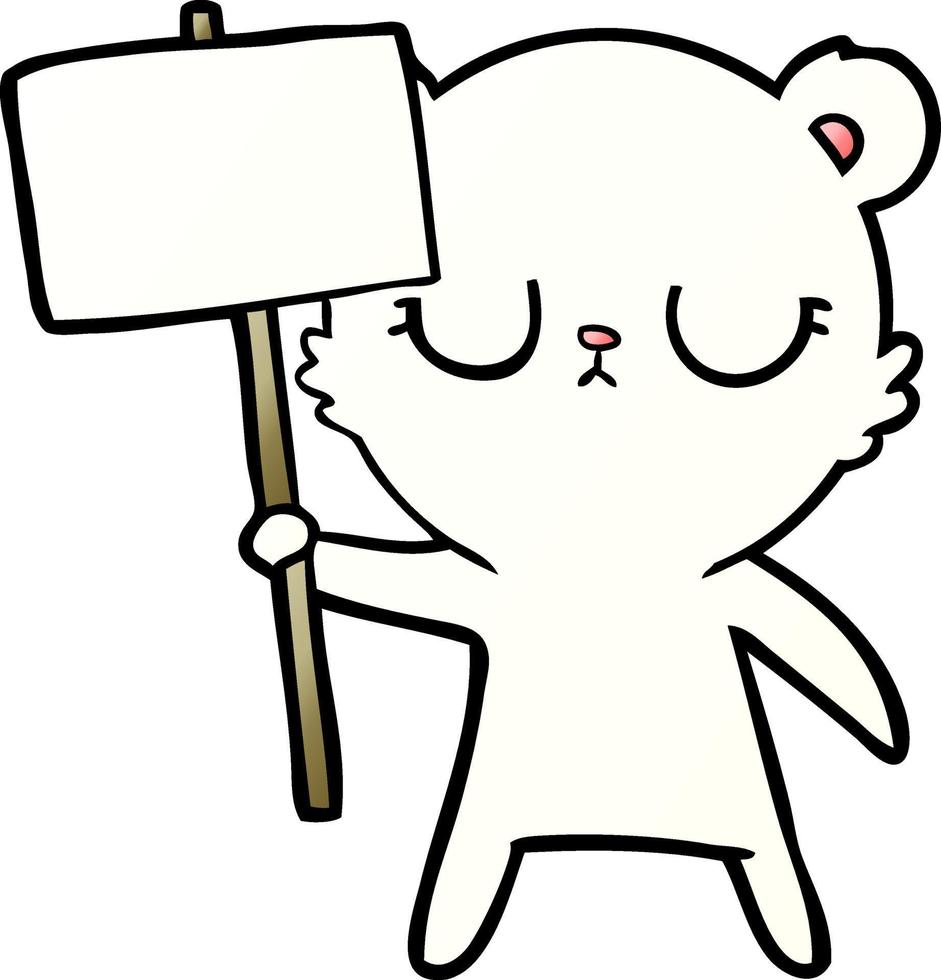 oso polar con dibujos animados de signo de protesta vector