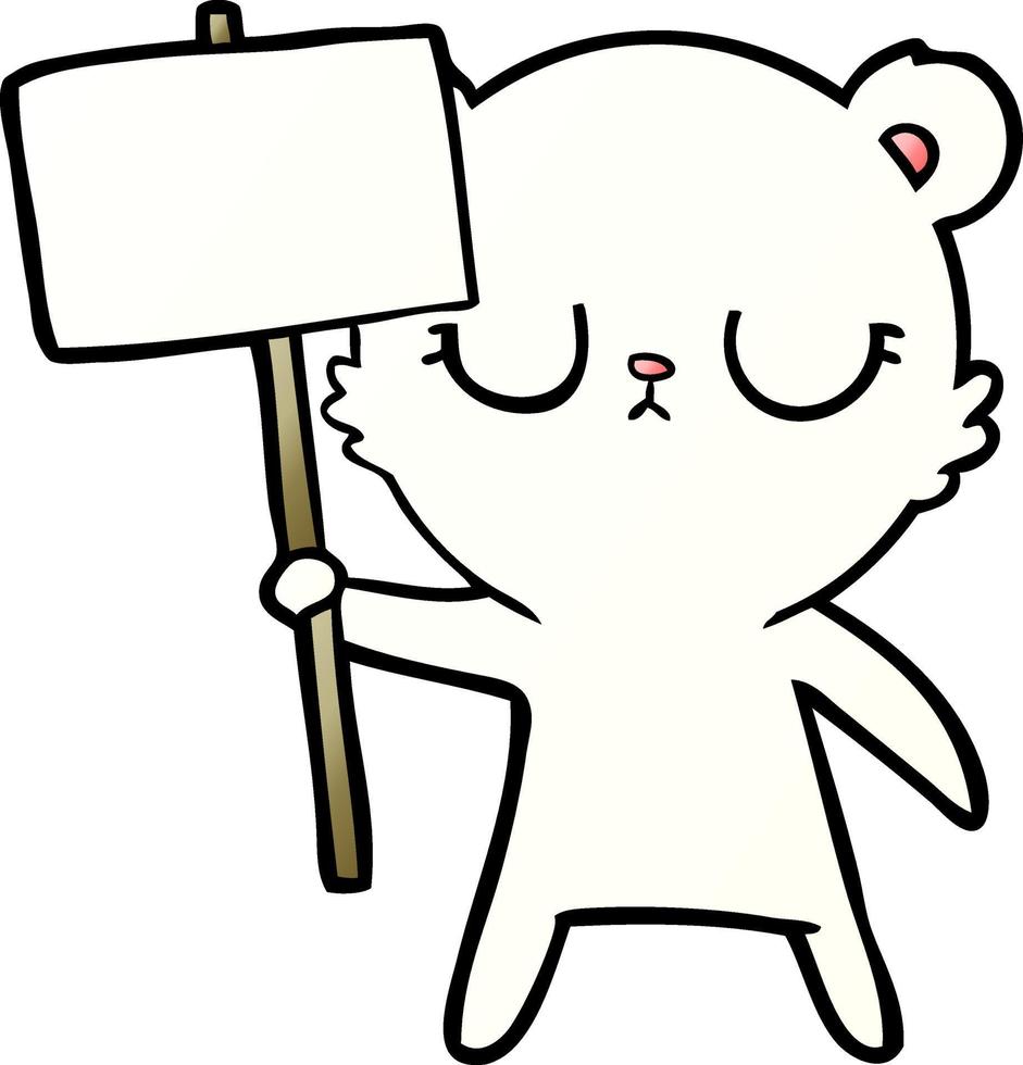 polar bear with protest sign cartoon vector