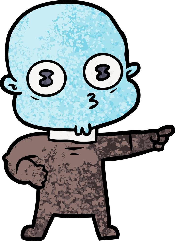 cartoon weird bald spaceman vector