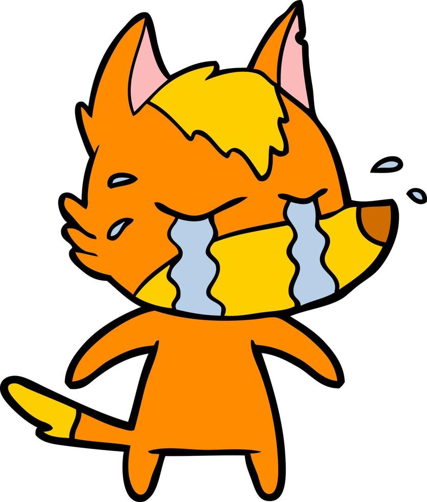 sad little fox cartoon character vector