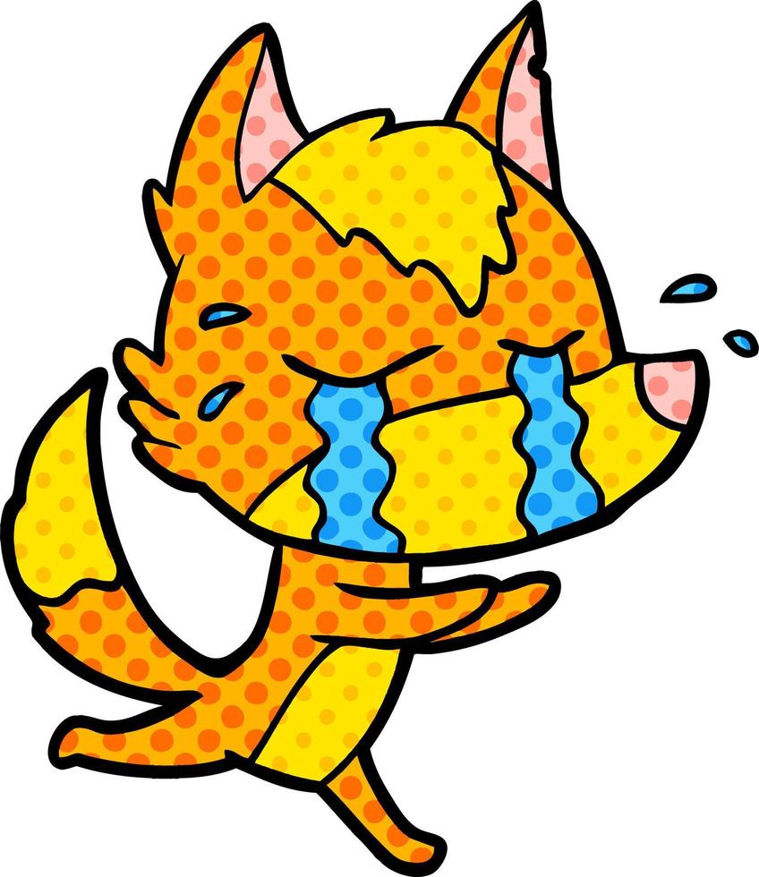 sad little fox cartoon character vector