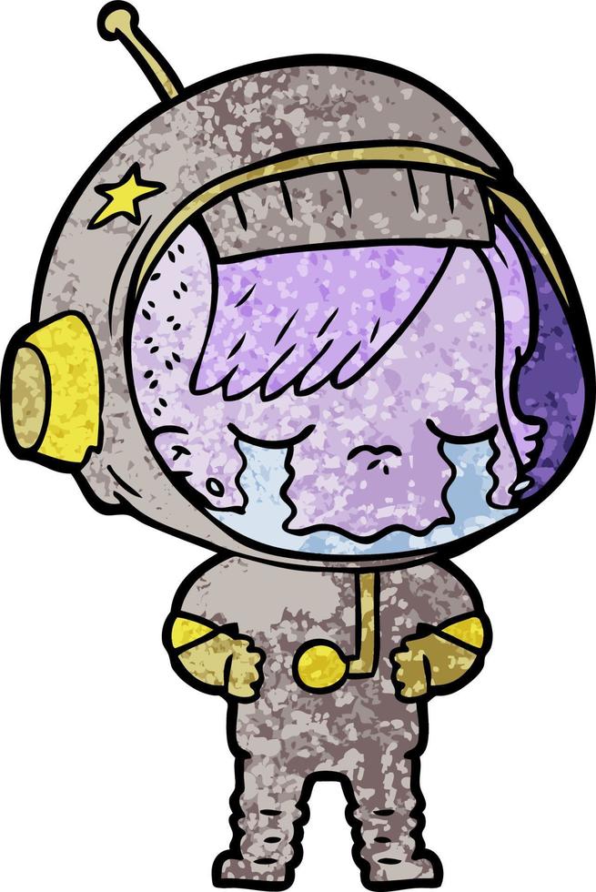 cartoon crying astronaut girl vector