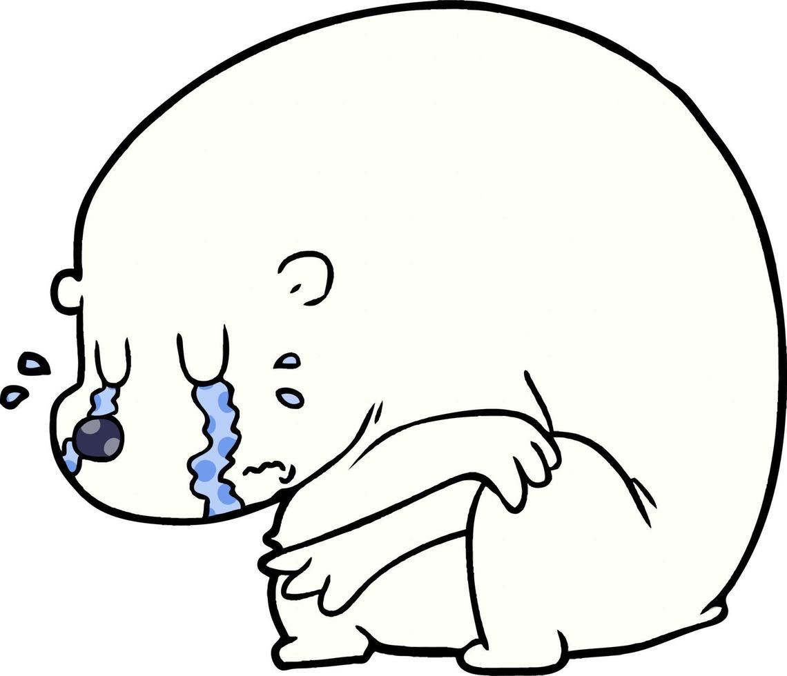 big tough polar bear crying vector